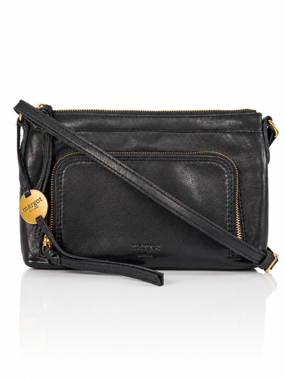 MARGOT NY Molly Leather Crossbody Bag Black